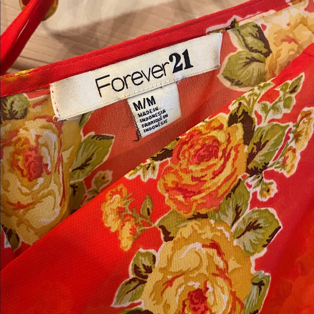 Forever 21 Red Floral Print Sheer Top - Picture 10 of 10